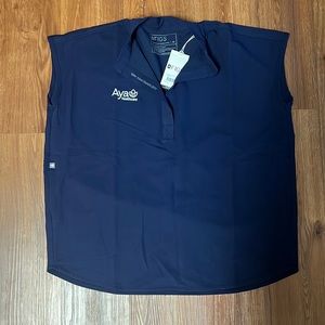 Navy Blue Figs Rafaela Scrub Top